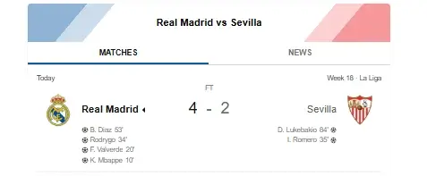 Real Madrid vs Sevilla Fc